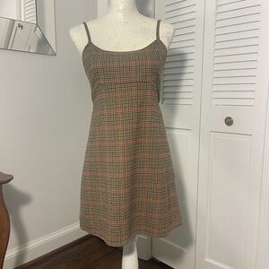 John Galt Women's Juniors Jumper Dress in Academia Brown & Red Plaid Size Small